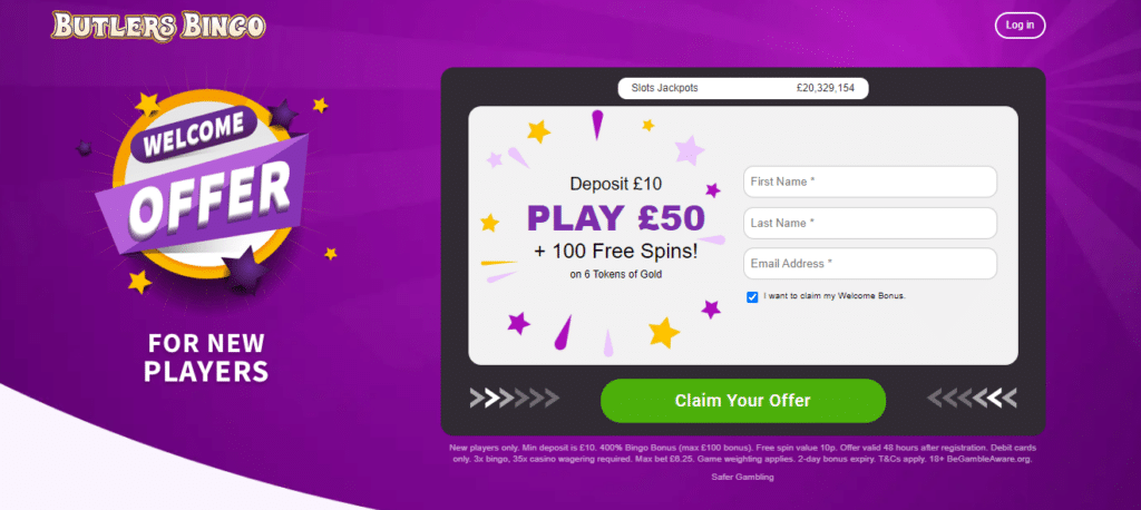 Butlers Bingo Welcome Bonus - 