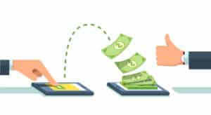 People,Sending,And,Receiving,Money,Wireless,With,Their,Mobile,Phones. Bank transfer